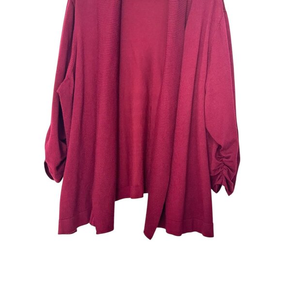 JM Collection Womens Burgandy Open Front Cardigan SZ 3X Comfy Business Casual - Picture 10 of 12